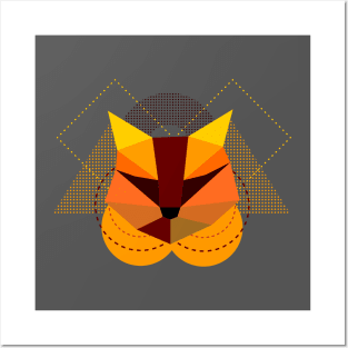 Geometric cat face, abstract shapes Posters and Art